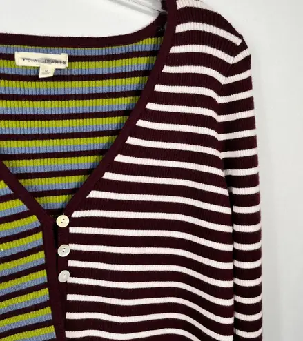 Urban Outfitters L.A. Hearts  Colorblock Striped Boxy Fit Cropped Cardigan Medium