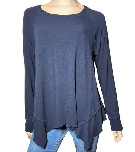 Michael Stars Women’s Size L Navy Blue Handkerchief Hem Lightweight Sweater