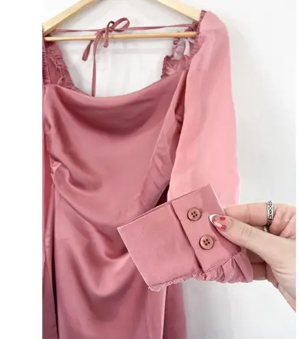 We Wore What NEW Pink Satin Mini Dress size 2 Puff Sleeve Barbie Princess Slip