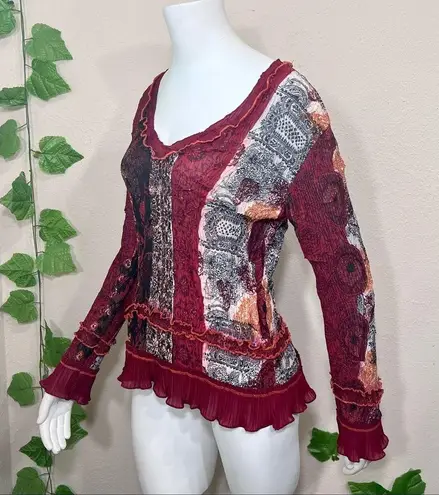 Alberto Makali Multi-print Floral Ruffle Blouse