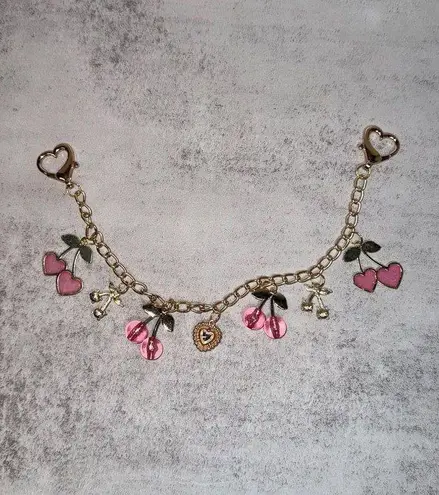 Pink Cherry Bag Purse Charm Novelty Chain Strap Baby & Hot Pink Cherries