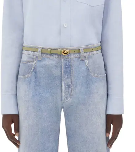 Bottega Veneta Knot Buckle Leather Belt Travertine Green Size 95cm/38