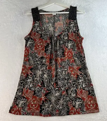 Vintage Y2K 2000’s Agenda Large L Top Beaded Tank Woodland Forrest Goblincore