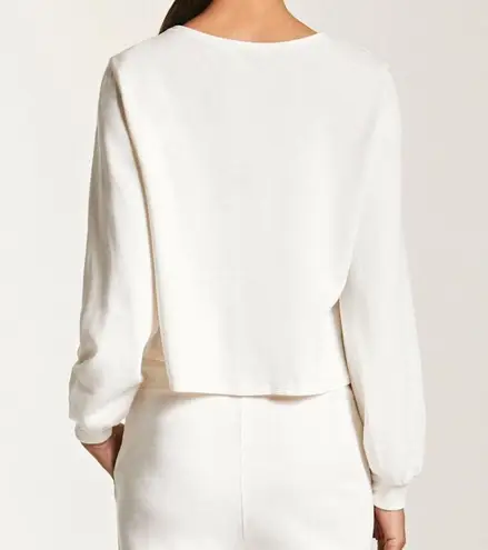 New Lanston Cutout Cross Front Pullover Lightweight Sweatshirt Off White Size XS