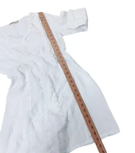 Valentina Naldi 100% Linen White BOHO Embroidered Lace Med Dress Lagenlook Italy