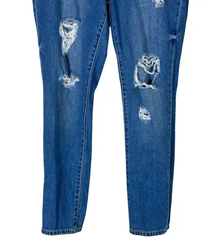 JustFab Distressed Skinny Jeans Womens 29 Medium Wash Rigid Festival Skater Blue