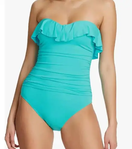 Coco reef Contours by  Women's Light Blue Agate Ruffle Bandeau One Piece 12 36C