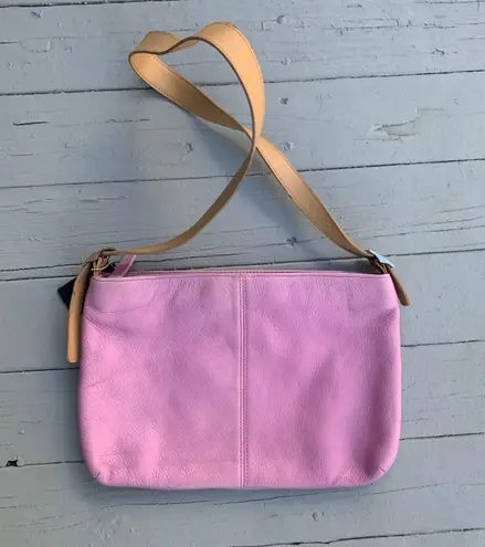 Apostrophe Bubble Gum Pink/Beige Leather  Shoulder Bag Purse