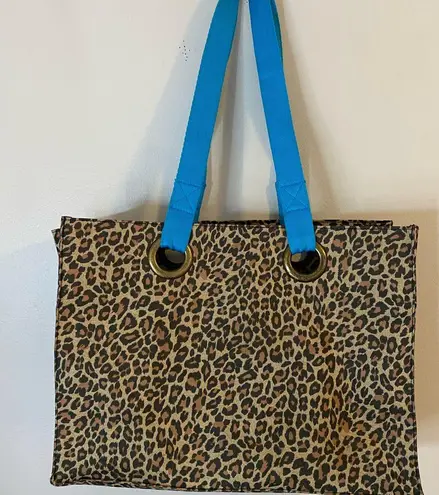 Premier Designs Leopard Print “Jewelry Diva “Tote Bag with Blue Accents