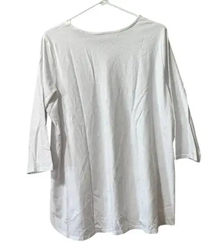 Susan Graver Weekend Essentials Top White Knit Women Size 1XP 3/4 Sleeve Classic
