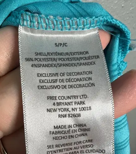 Free Country Swim Cover Up Size S Hooded Ruched Sides Lightweight Blue Turquoise