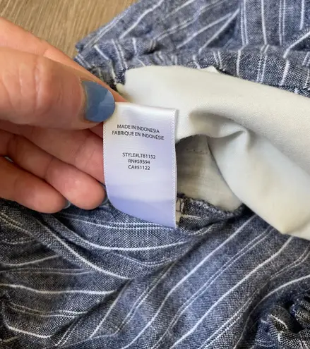 Lounge Beach Lunch linen cotton pants blue striped drawstring Women’s Small