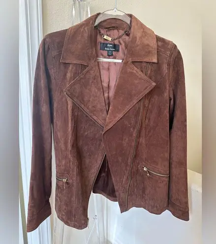 Dennis Basso Brown Leather Moto Jacket