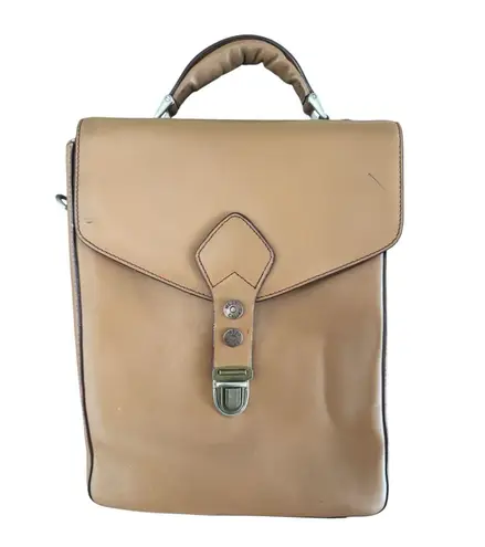 Levenger Leather Wine Carrier Tote Tan Travel Picnic Bag Vintage Hard To Find