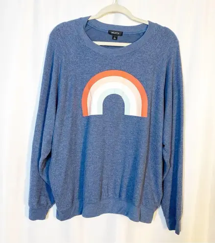 Wildfox  Over The Rainbow Baggy Beach Jumper Freedom Sommers Crew Sweatshirt Blue