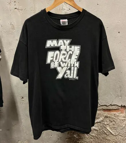 Vintage 90s 1997 Star Wars May The Force Be With Y'all Comedy Parody Tee XL Black