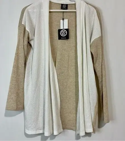 Bobeau Women’s Open Front Two Tone Cardigan Ivory & Oatmeal Size Medium NWT