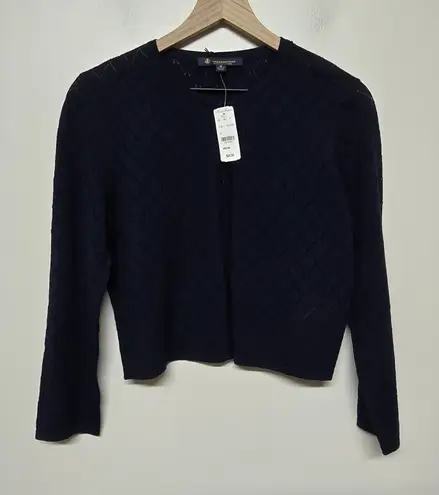 Brooks Brothers Women's Merino Wool Diamond Knit Cardigan Sweater Navy M NWT