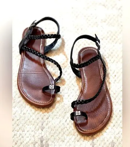 G by Guess Black and Brown Braided Sandals