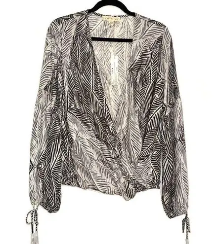 Lovestitch NWT Surplice Leaf Print Long Sleeve Blouse MEDIUM