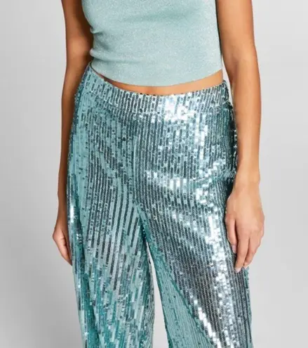 Jeannie Mai X INC Women's High Waist Sheer Sequined Pants Evening Pants 6