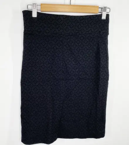 Margaret M Black Floral Slimming Stretch Pencil Skirt Women's Size Small S