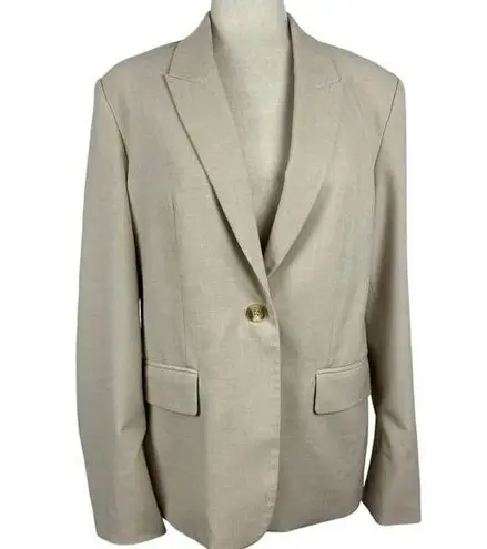 Oak + Fort Oatmeal Oversized Single Breasted One Button Blazer Flap Pocket SZ M