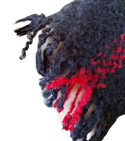 Lava Accessories One Size Asymmetric Raw Hem Turtle Neck Knit Plaid Poncho