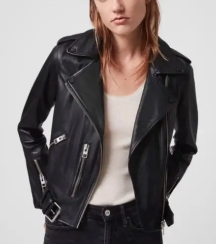 All Saints Black Leather Balfern Biker Moto Jacket
