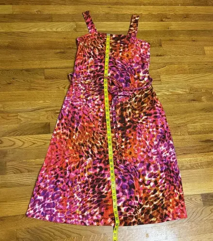 Natori Women’s Small Pink Ombré Animal Print Cheetah Midi Dress Square Neck Cute