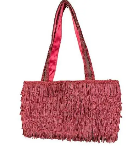 Lottie Dottie Women's Vintage Burgundy Fringe Purse, Handbag, Shoulder Bag