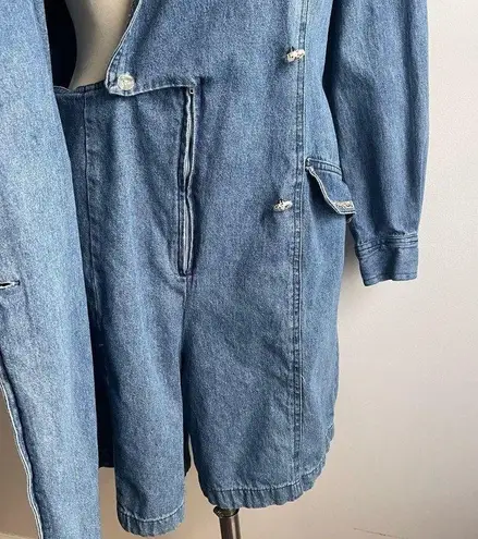 Vintage 90s D. Frank Denim Leopard Velvet Skort Romper Dress Shorts Jorts 12