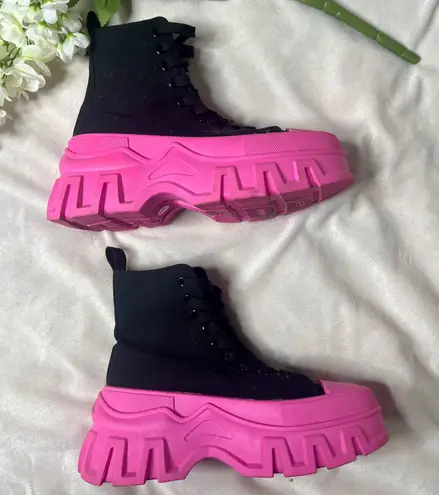 SheIn Black & Pink Chunky Platform Sneakers