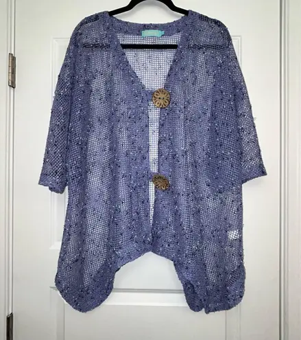 Anthony’s Resort Wear Large Button Front Short Sleeve Mesh Cover Up Cardigan Size 1X