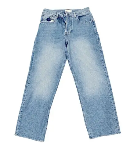 Boyish TOMMY STRETCH ETERNAL SUNSHINE CROP DENIM BLUE BUTTON FLY JEANS RAW HEM