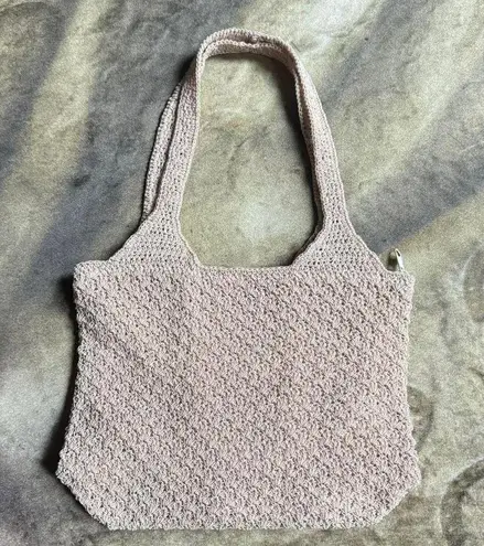 Cream Crochet Knit Shoulder Purse With Wallet/Card Holder