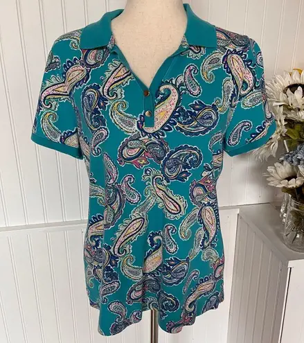 kim rogers Short Sleeve Multicolored Paisley Top by
