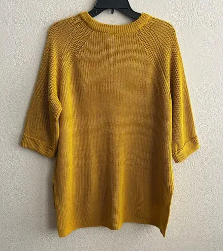 Mote Women's Mustard Yellow Knit Pullover 3/4 Sleeve Casual Sweater S