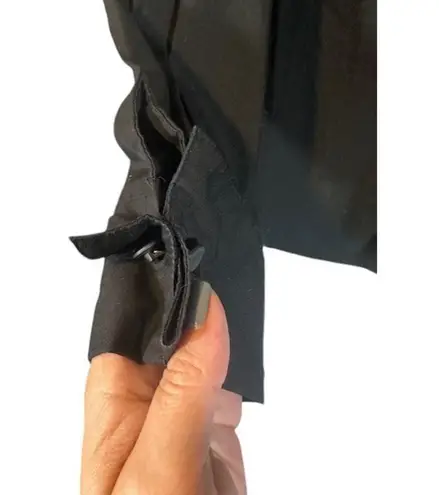 Rafaella Black Long Sleeve Collared Ruffle Front Button Down Blouse Women Sz 8