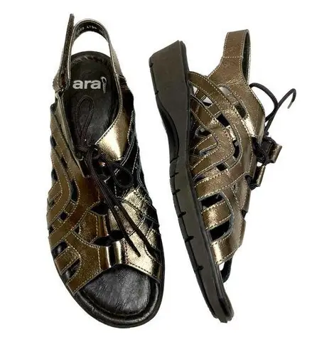 Ara Liv Gladiator Slingback Sandal in Titan in EU sz 38 US 7.5