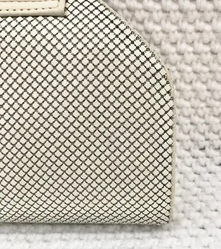 Whiting & Davis White Sequin Mesh Vintage Top Flap Accordion Clutch Crossbody