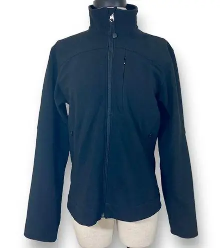 Black scuba utility windbreaker jacket by Fjall, ladies small fleece lined coat