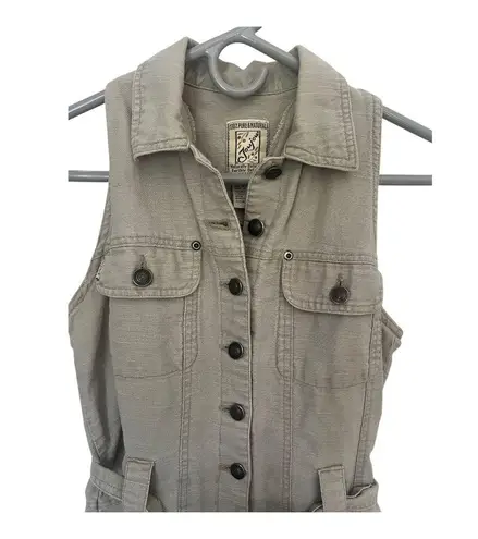 Vintage Jou Jou Cotton Shorts Onesie Romper Belted Utility M Tan Size M