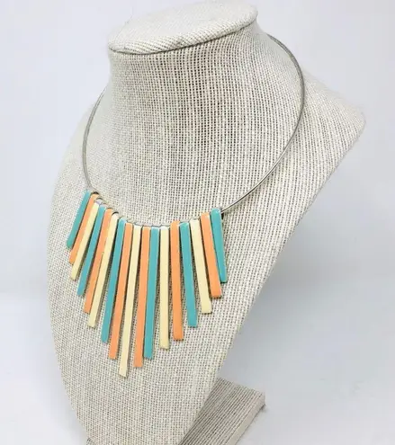 Boho silver & enamel fringe collar necklace Multiple