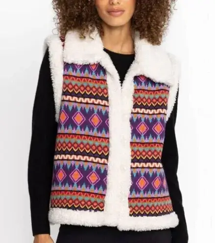 Johnny Was Vest Women Small Yuya Sherpa Alpaca Blend Aztec Boho Print Jacket NWT