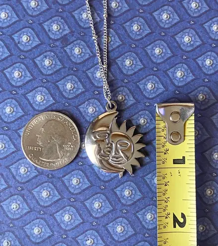 Handmade stainless steel whimsical vintage boho style sun & moon necklace🌛🌞
