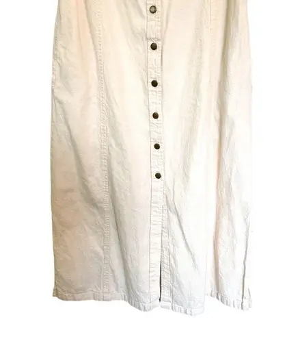 Asos Denim Cream Collared Button Down Sleeveless Coastal Midi Dress Size US 6