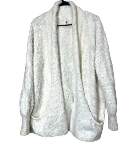 Anthropologie Knitted & Knotted Wool Blend Fuzzy Cardigan Sweater Size M White Size M