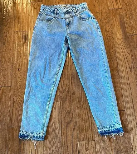 Denim & Co high rise seam front tapered mom jean size 6