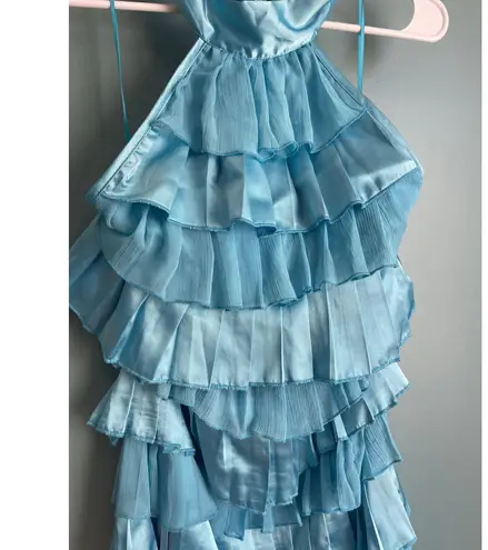 AX Paris Bright Blue Ruffle Halter Mini Dress